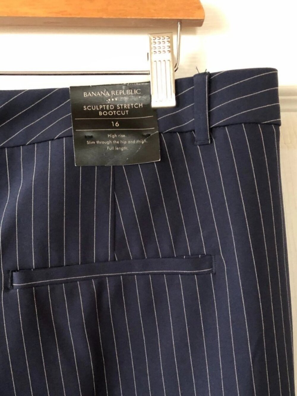 Banana Republic Blue Stripe Bootcut Fit Dress Pants Work Trousers Womens Size 16 - Picture 6 of 11